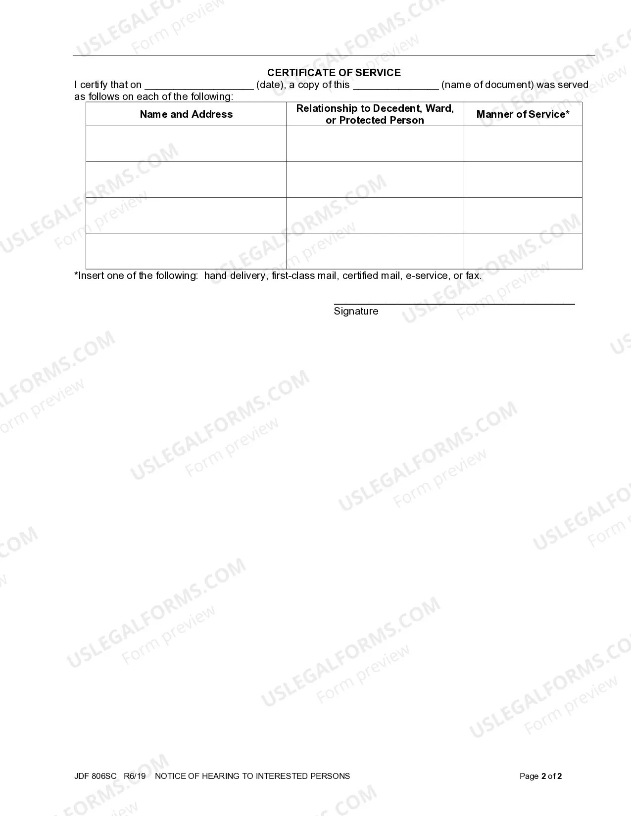 Preview Notice of Hearing to Interested Persons - Probate