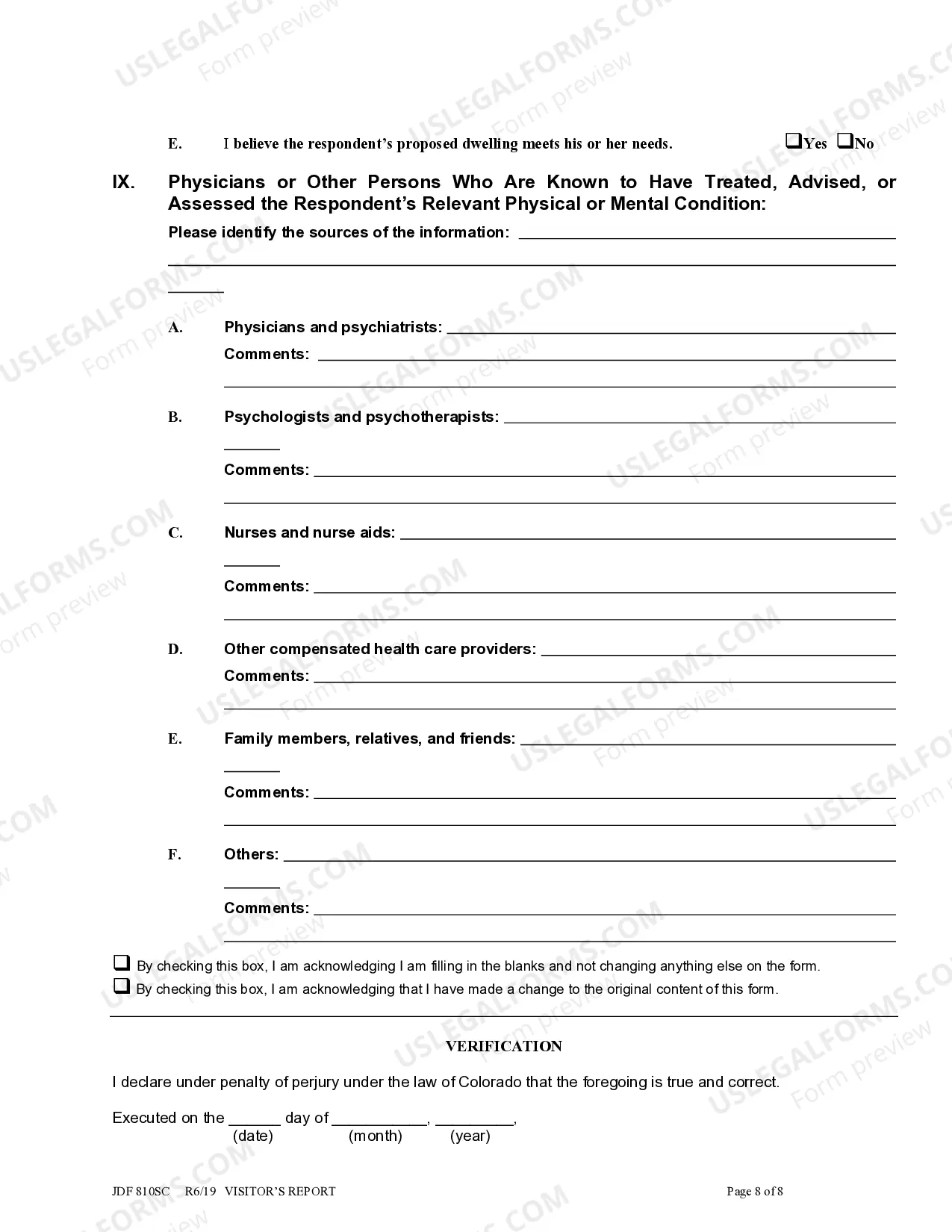 Preview Visitor's Report for Conservatorship and/or Guardianship