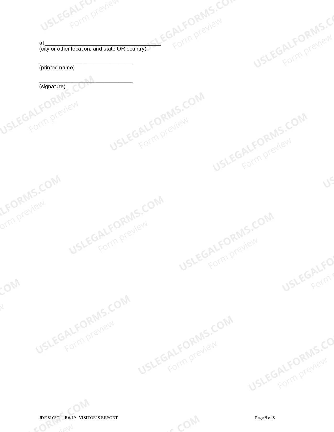 Preview Visitor's Report for Conservatorship and/or Guardianship