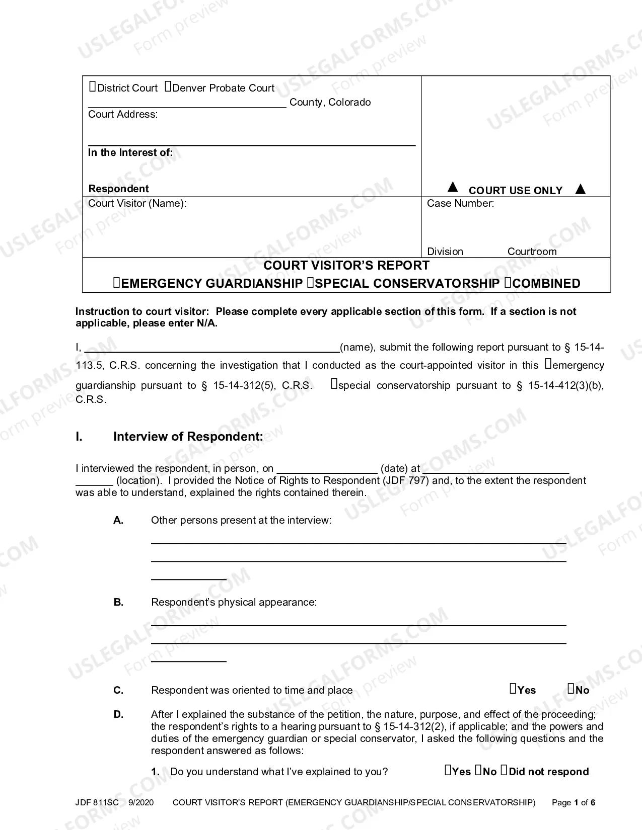 Preview Court Visitor's Report - Emergency Appointments