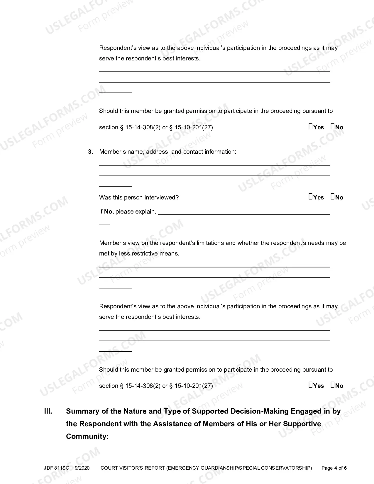 Preview Court Visitor's Report - Emergency Appointments