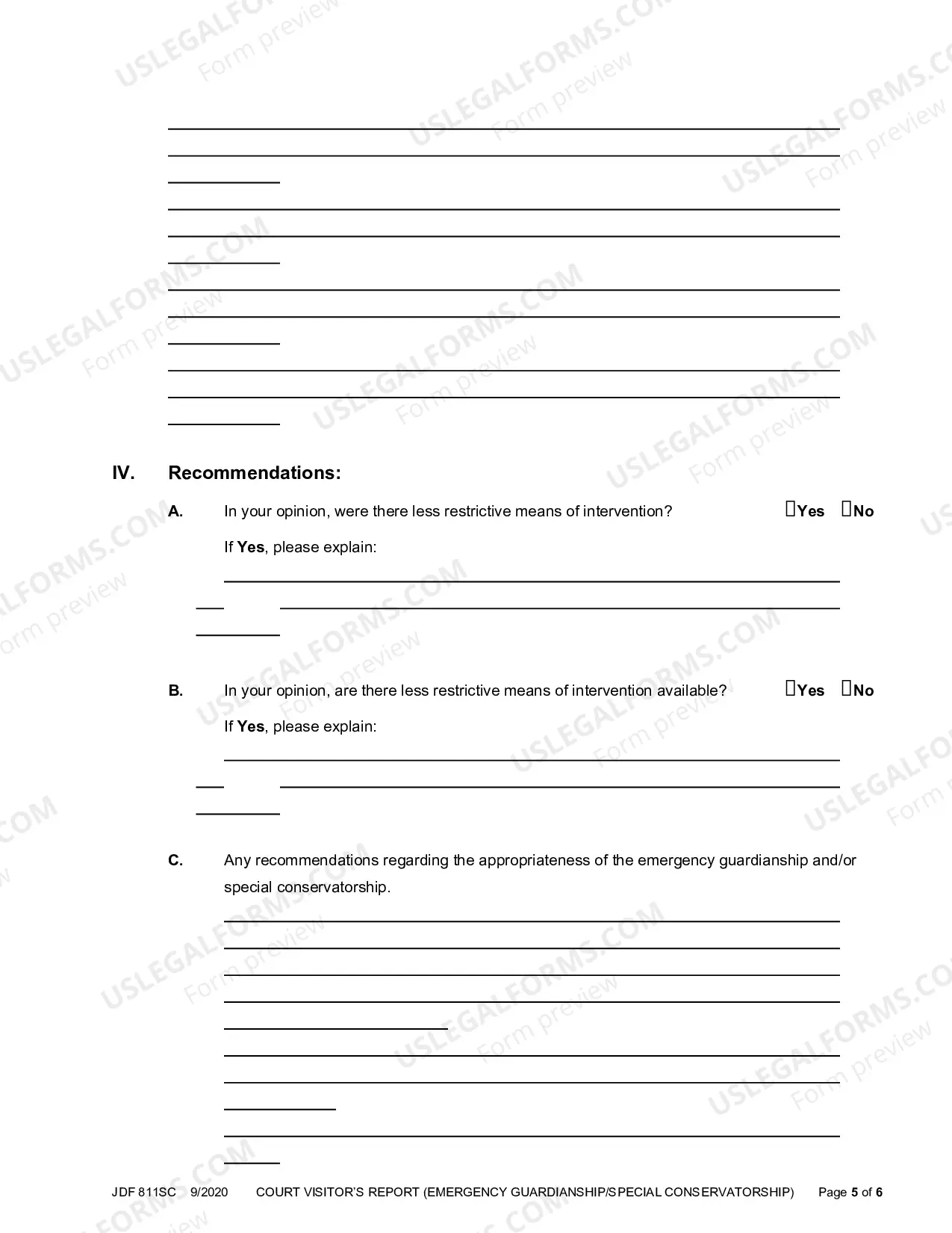 Preview Court Visitor's Report - Emergency Appointments