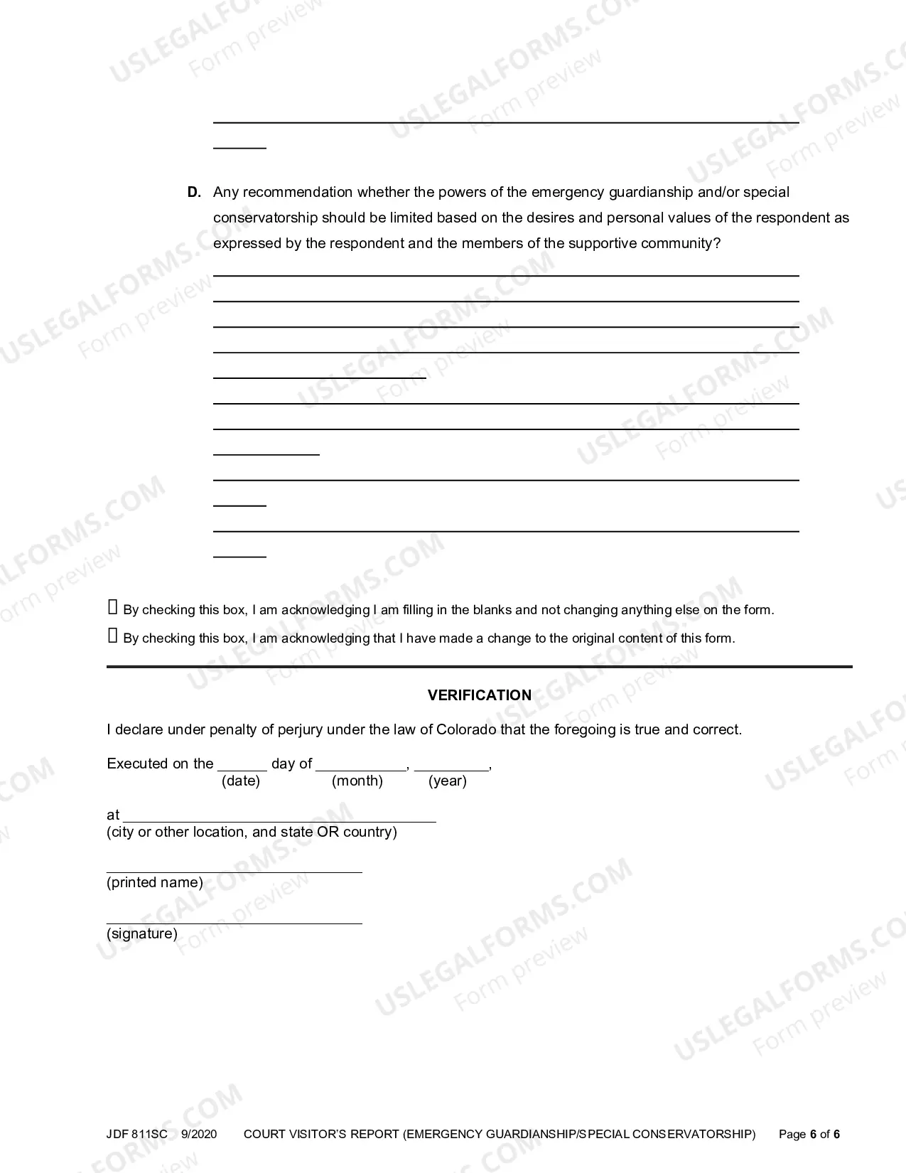 Preview Court Visitor's Report - Emergency Appointments