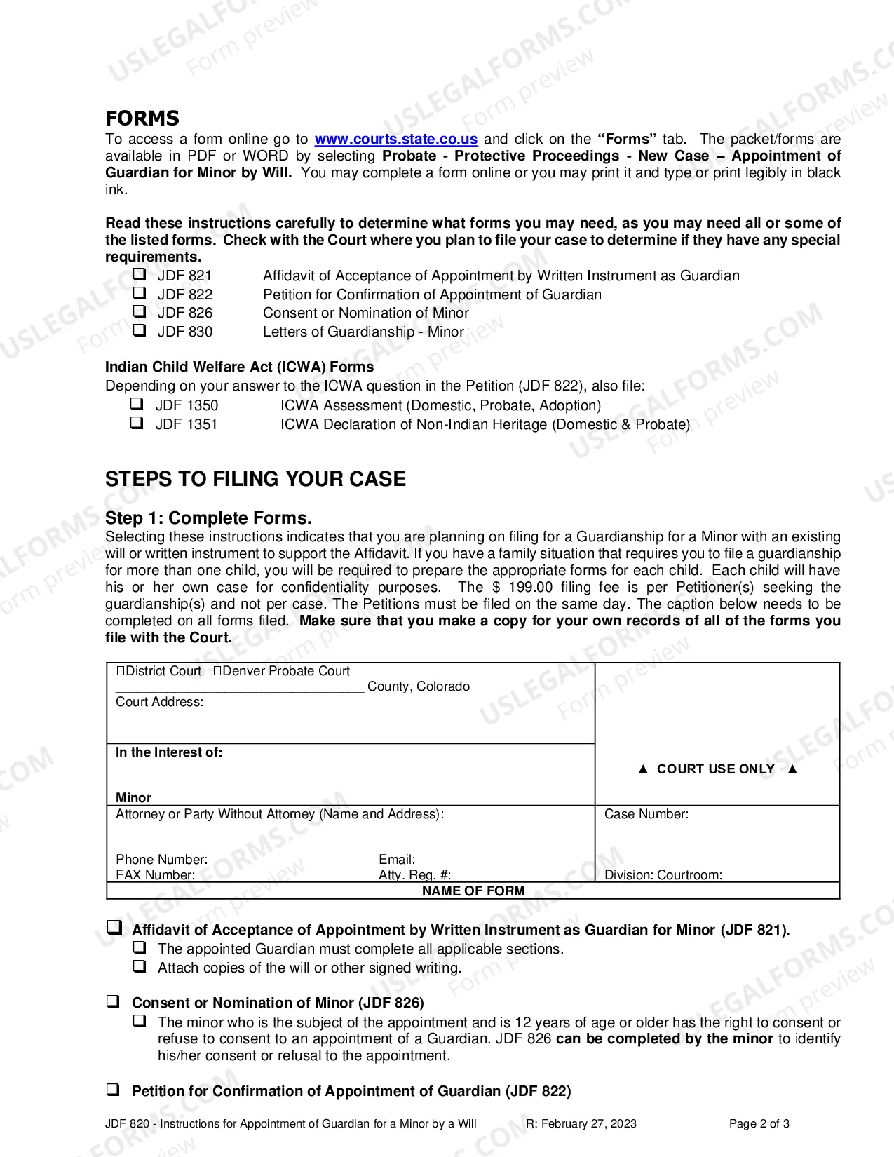 Preview Instructions For Appointment Of Guardian For Minor By Will Or Other Signed Writing