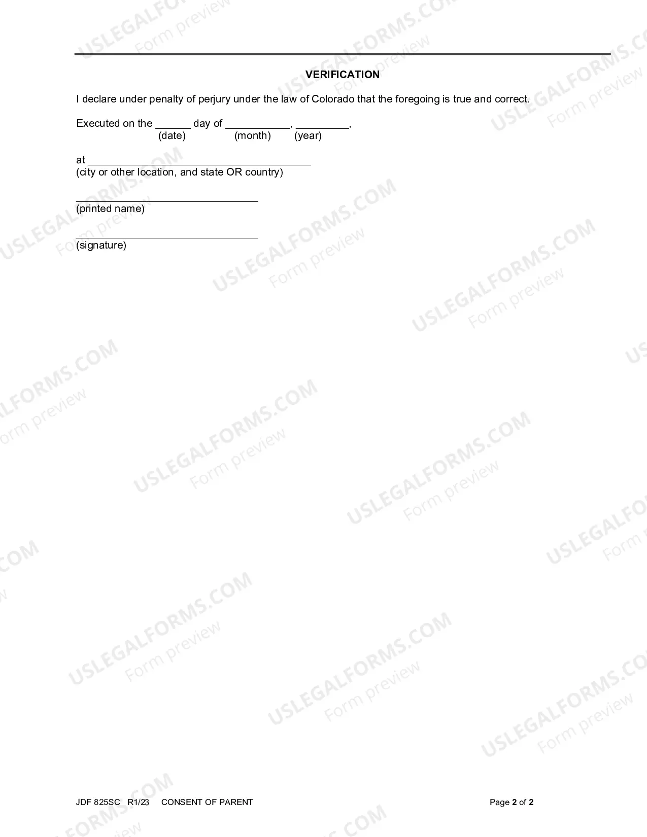 Preview Consent of Parent - Guardianship