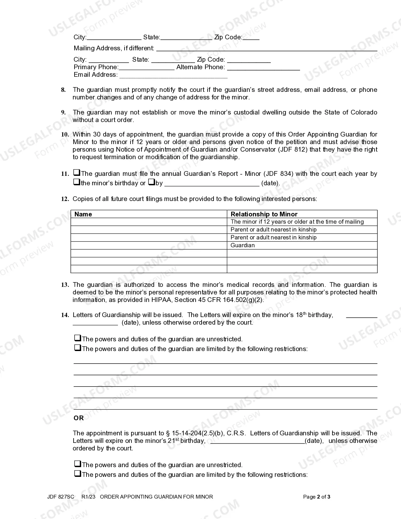 Preview Order Appointing Guardian For Minor