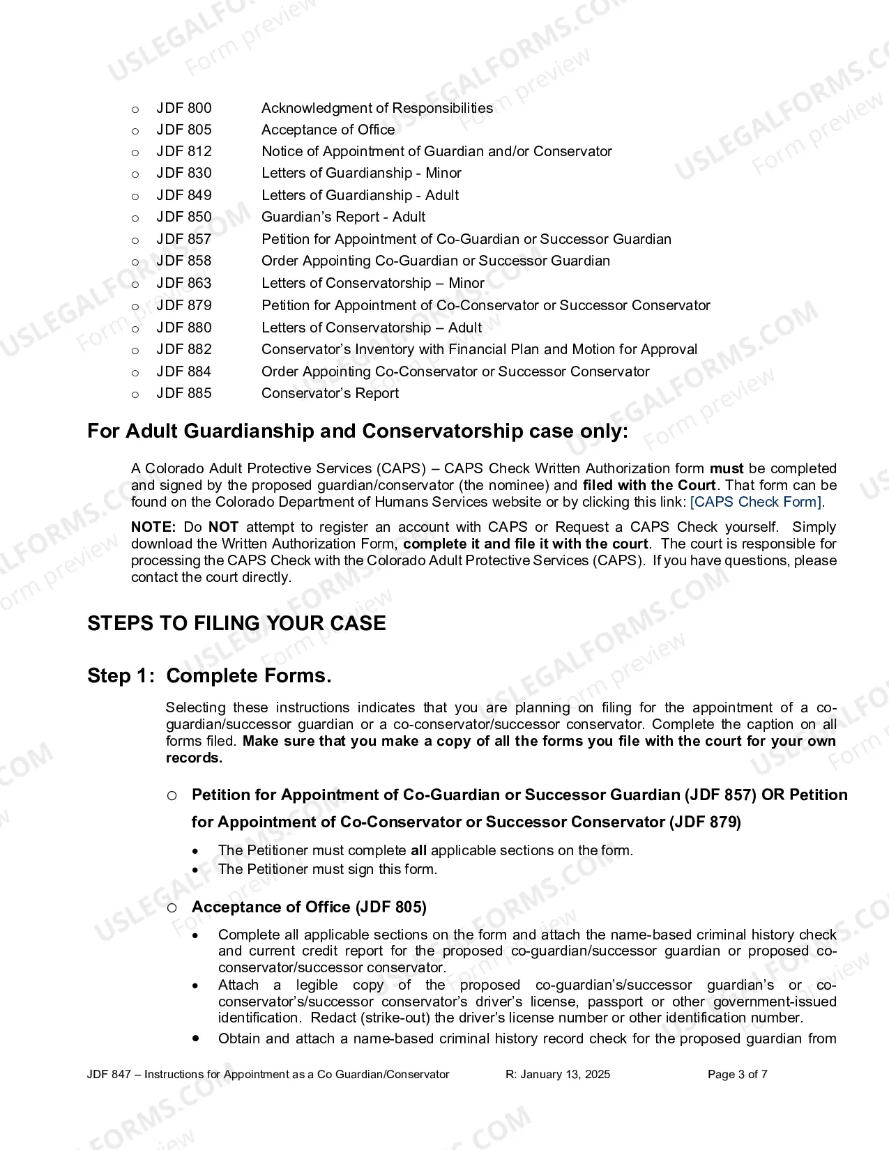 Preview Instructions for Filing a Petition for Appointment of Co-Guardian or Co-Conservator or Successor Guardian or Conservator