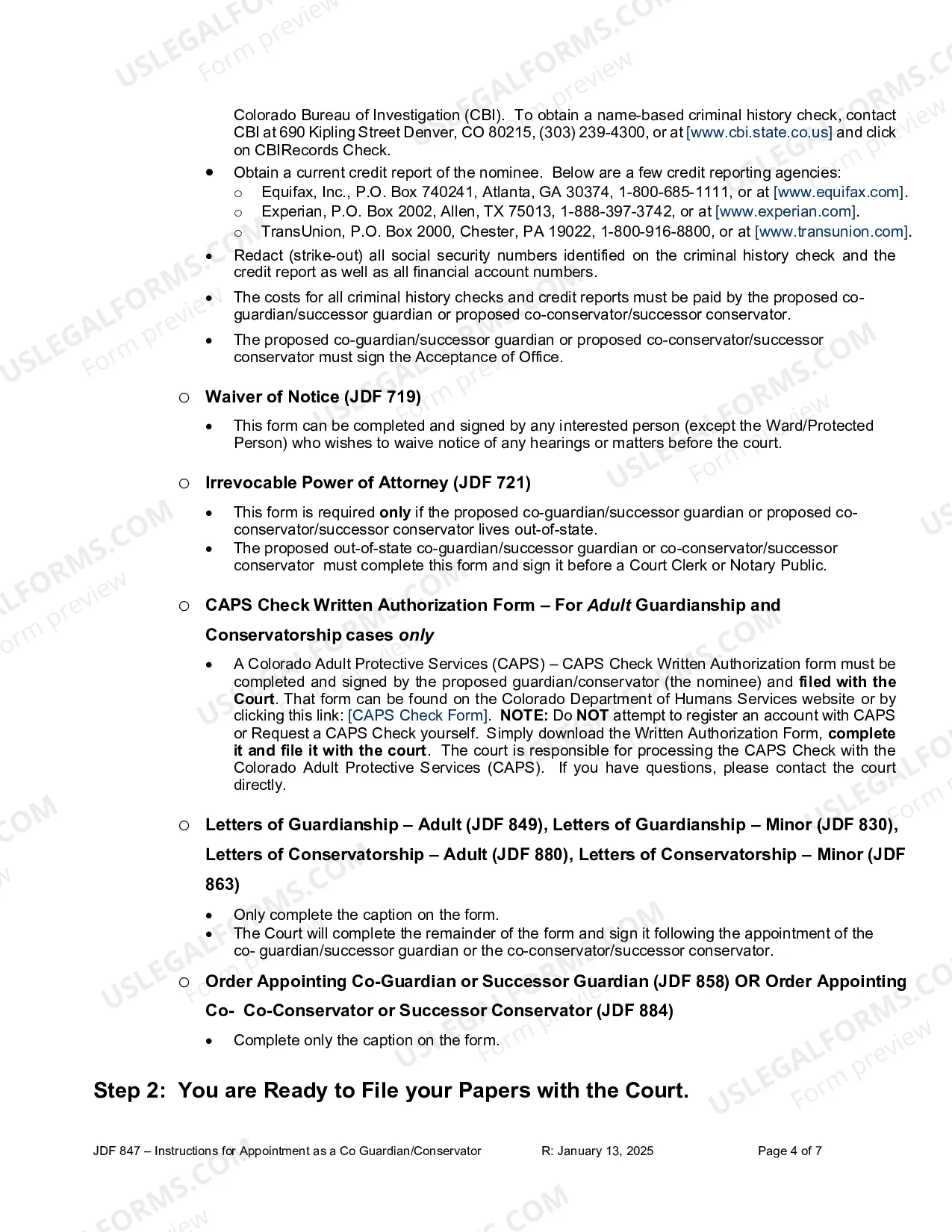 Preview Instructions for Filing a Petition for Appointment of Co-Guardian or Co-Conservator or Successor Guardian or Conservator