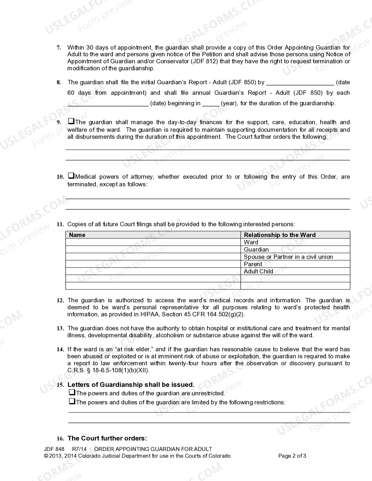 Preview Order Appointing Guardian For Adult
