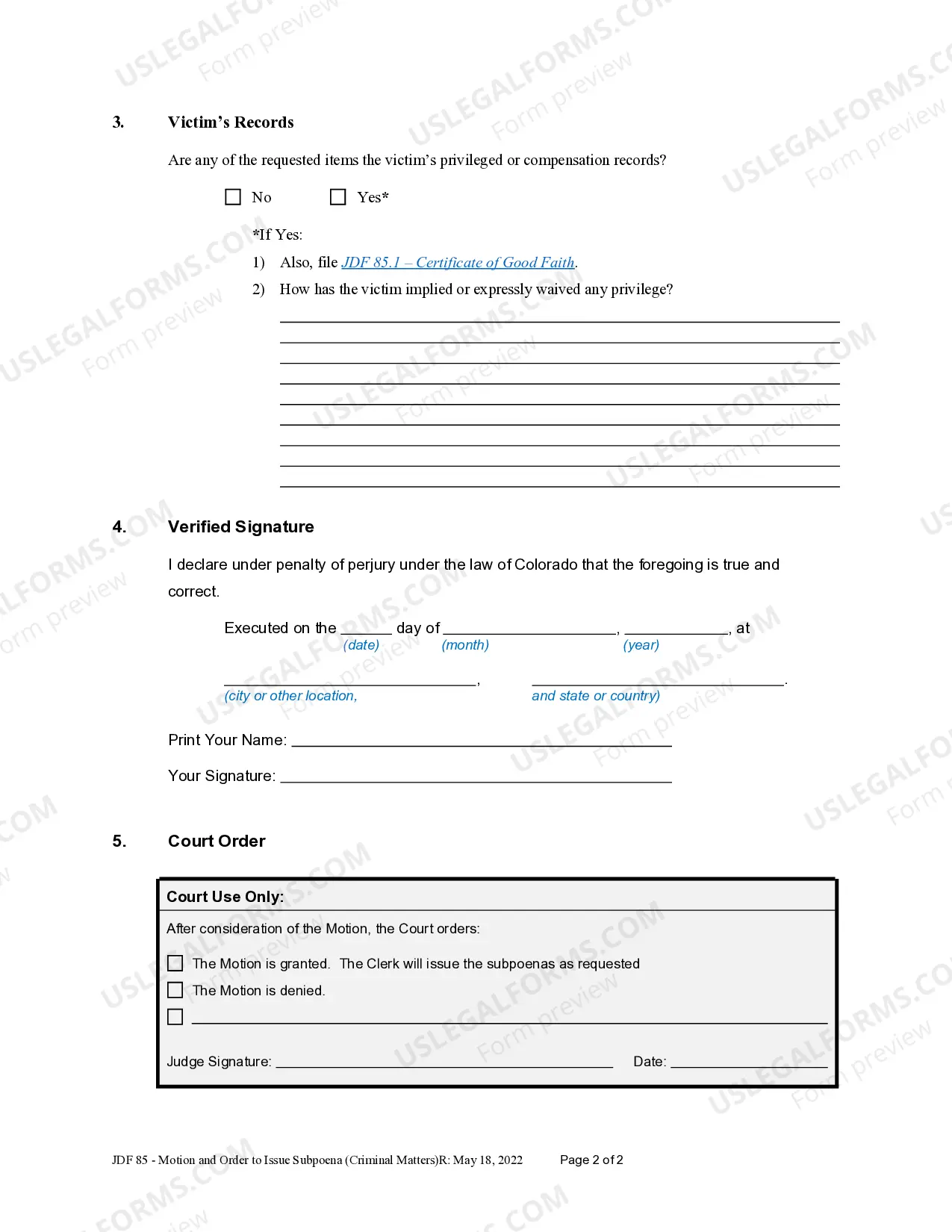 Preview Motion and Affidavit to Issue Subpoena per Crim P. 17 (b)