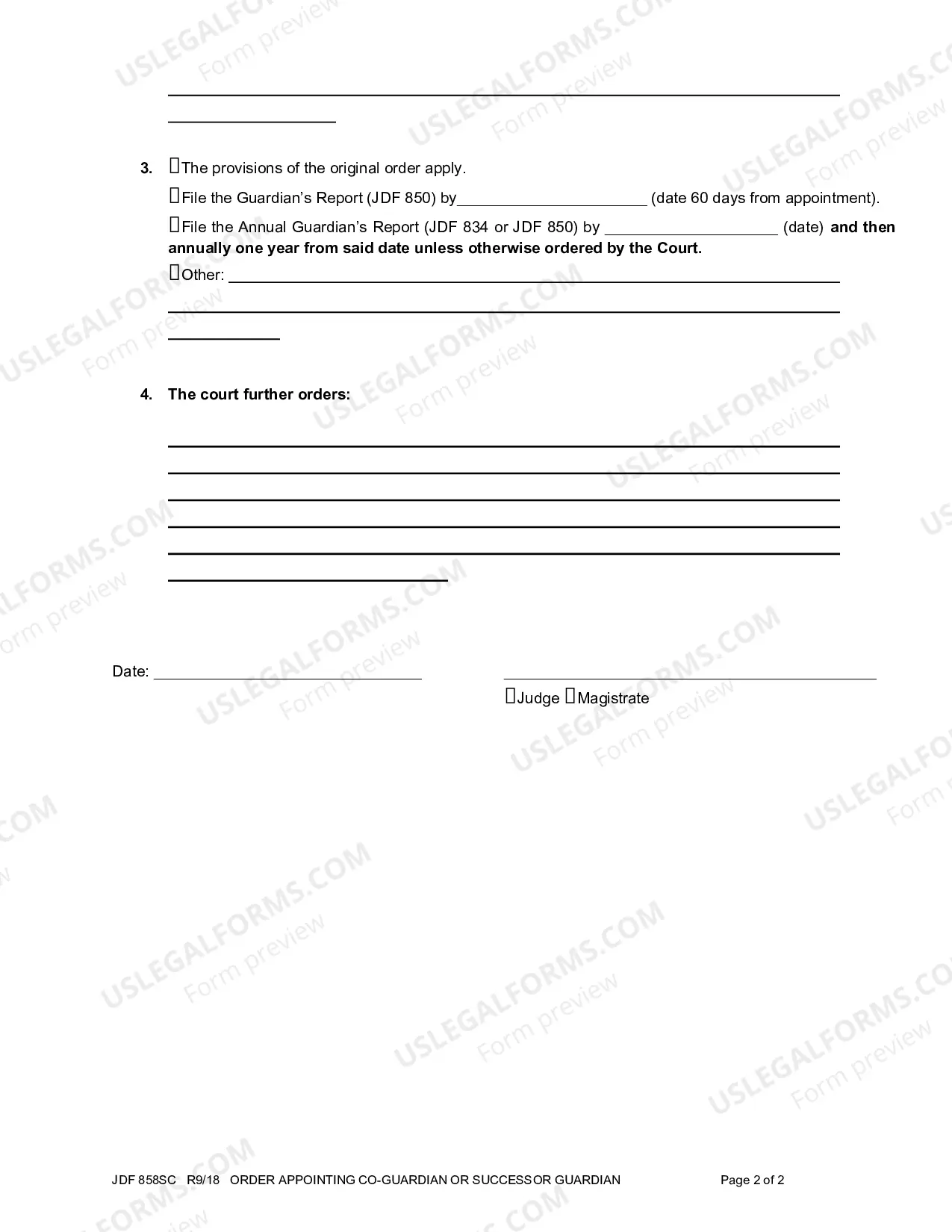 Preview Order Appointing Co-Guardian or Successor Guardian