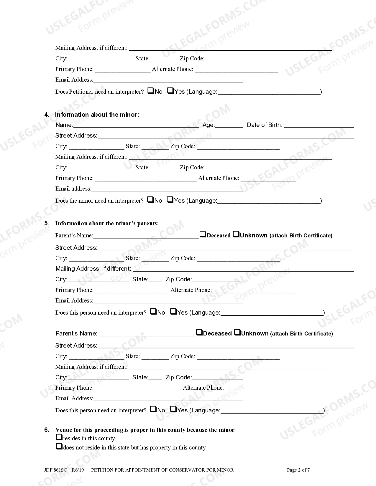 Preview Petition For Appointment Of A Conservator - Minor