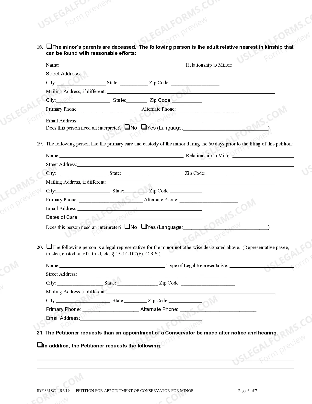 Preview Petition For Appointment Of A Conservator - Minor