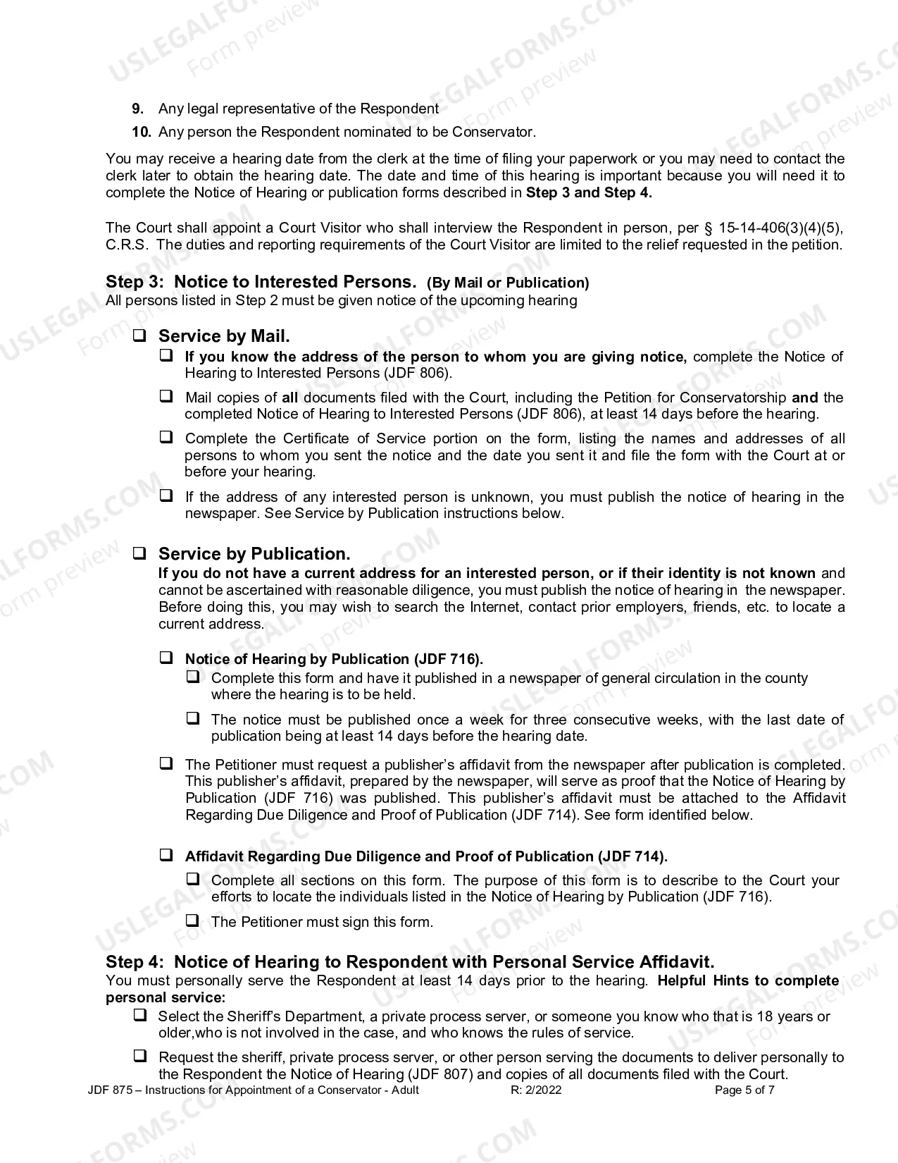 Preview Instructions For Appointment Of A Conservator - Adult
