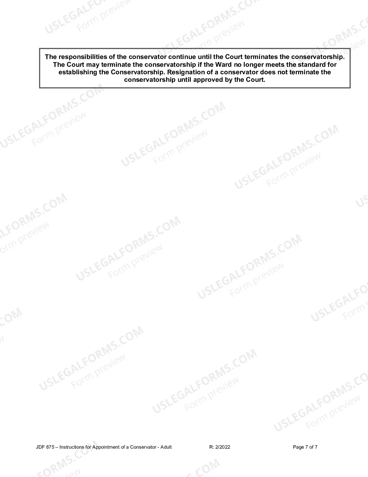 Preview Instructions For Appointment Of A Conservator - Adult