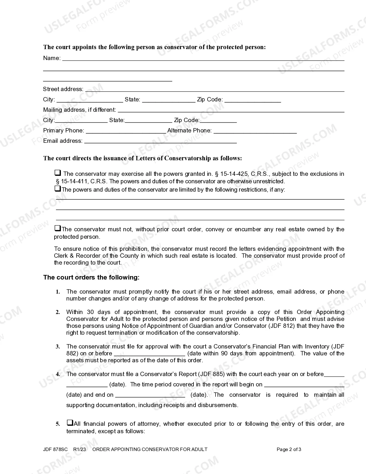 Preview Order Appointing Conservator For Adult