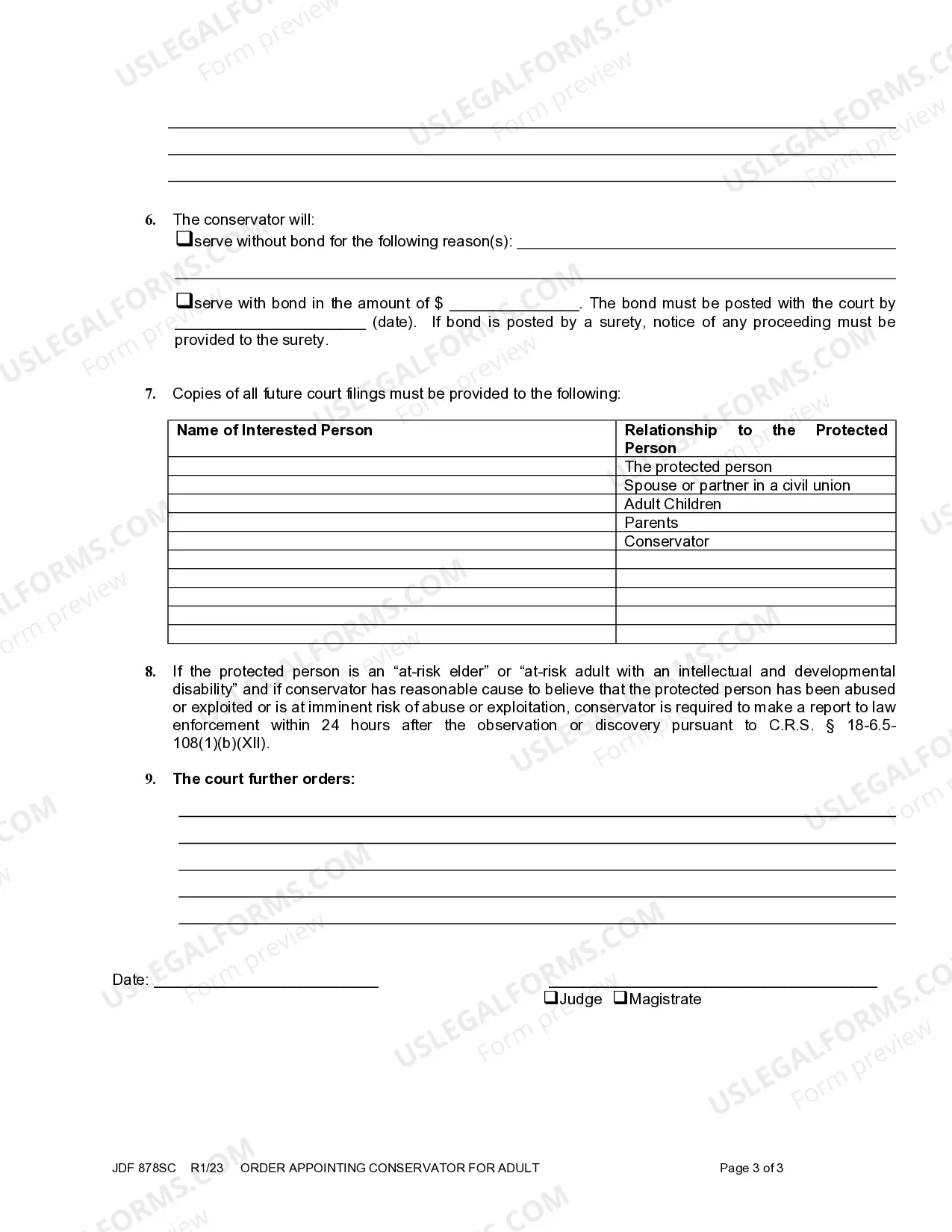 Preview Order Appointing Conservator For Adult