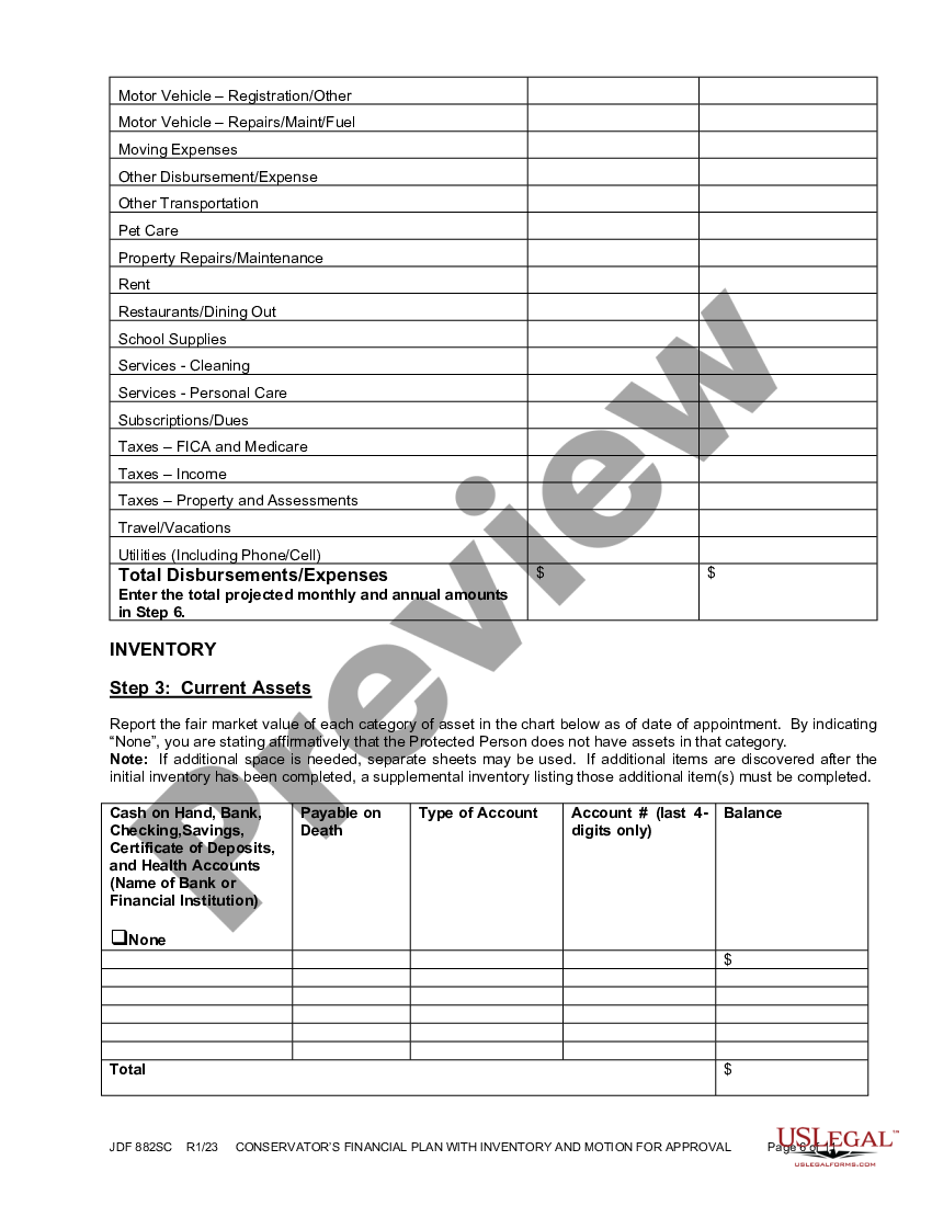 Colorado Conservator s Inventory With Financial Plan and Motion For ...