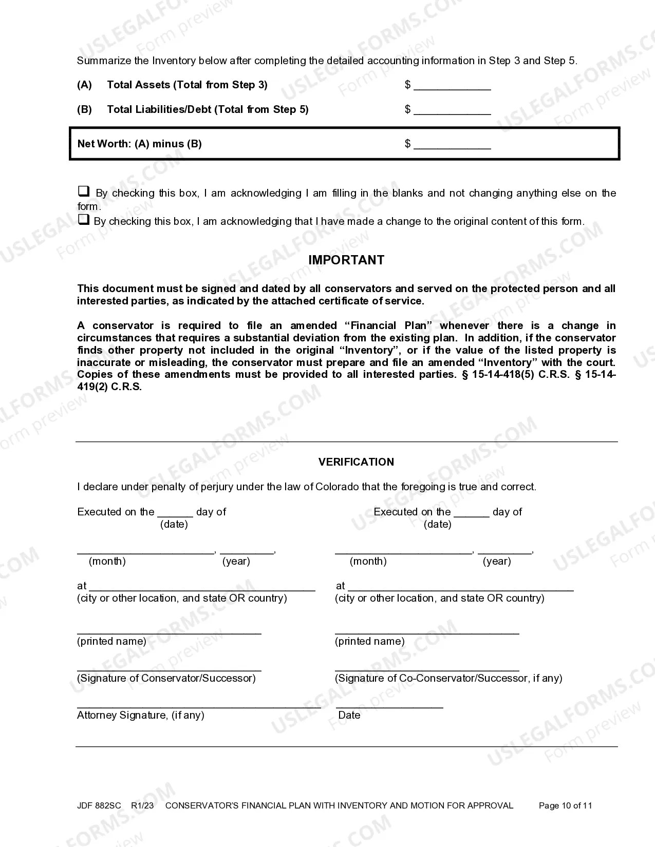Preview Conservator's Inventory With Financial Plan and Motion For Approval