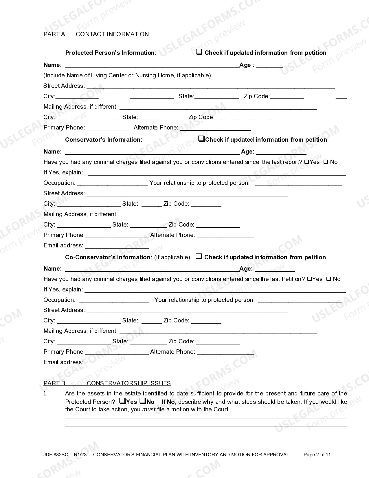 Preview Conservator's Inventory With Financial Plan and Motion For Approval