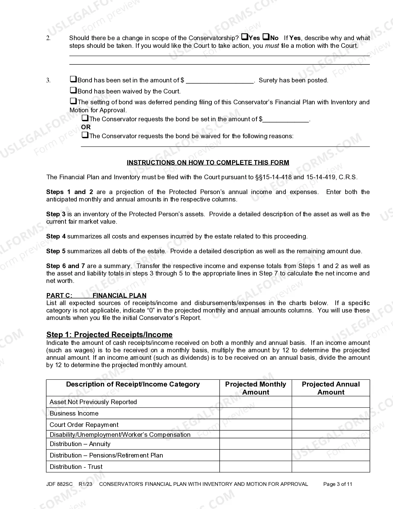 Preview Conservator's Inventory With Financial Plan and Motion For Approval
