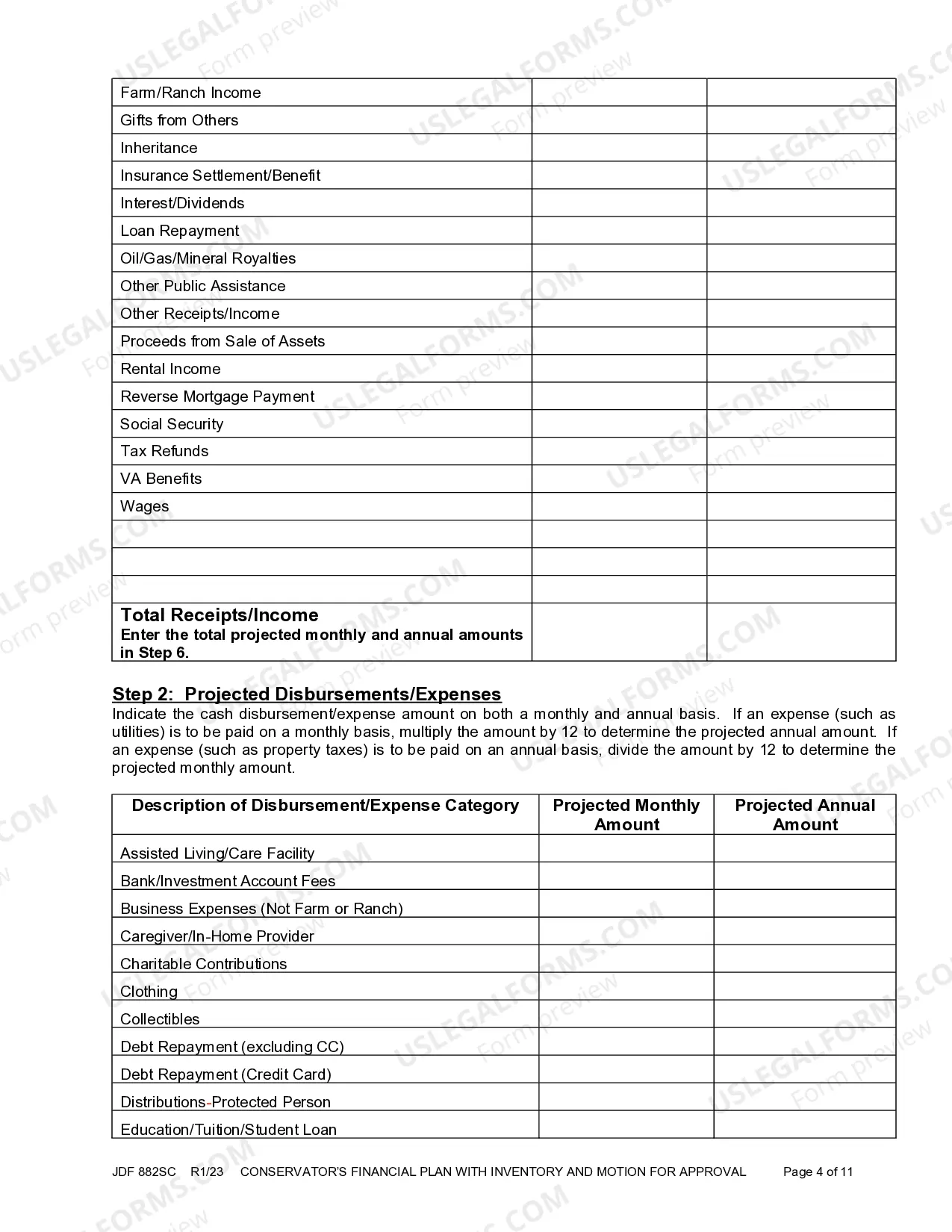 Preview Conservator's Inventory With Financial Plan and Motion For Approval