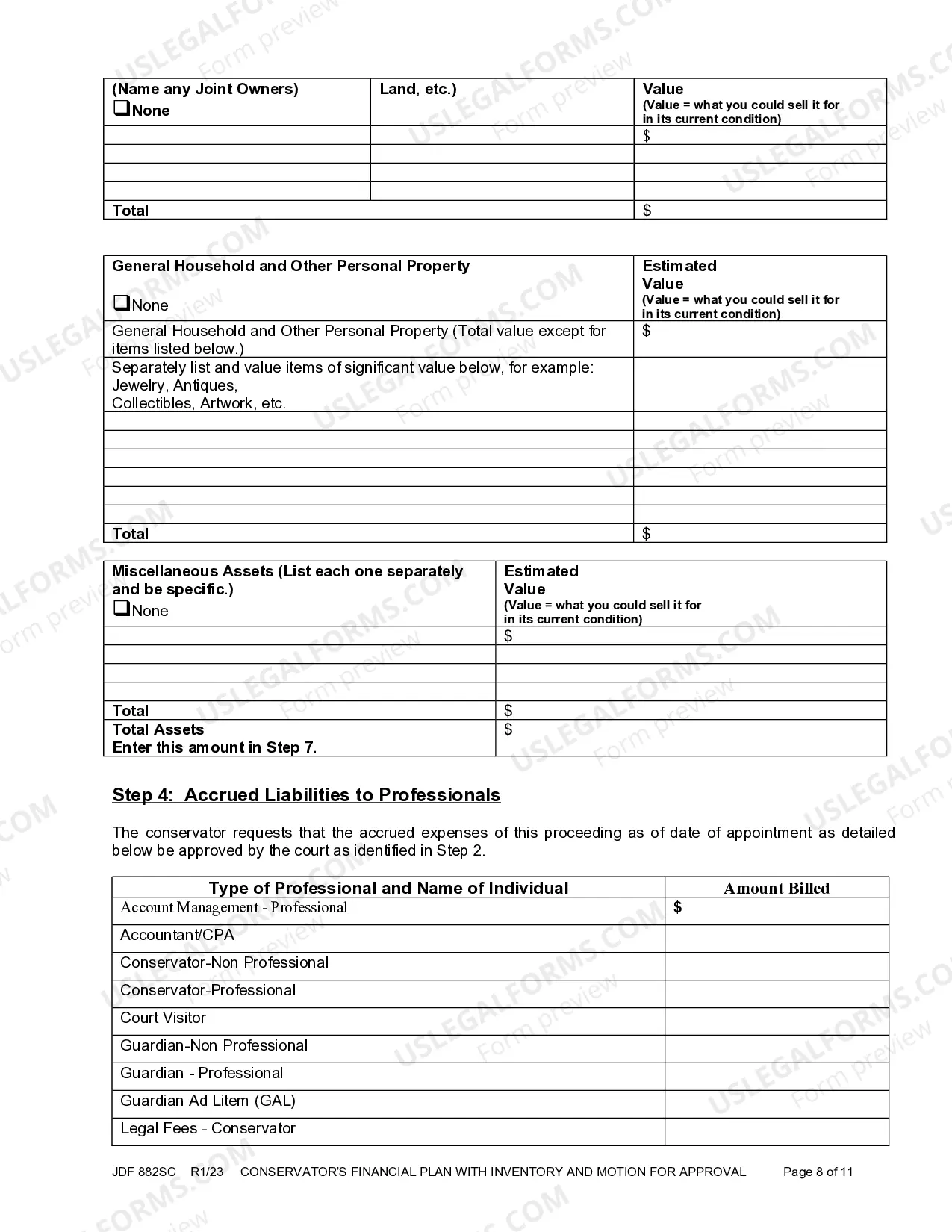 Preview Conservator's Inventory With Financial Plan and Motion For Approval