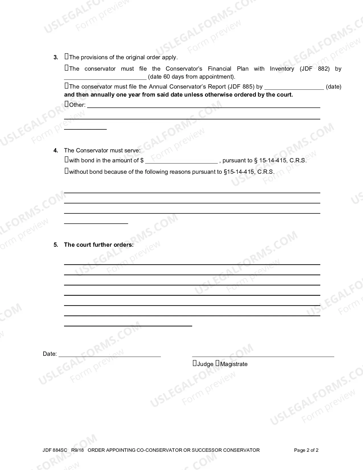 Preview Order Appointing Co-Conservator or Successor Conservator