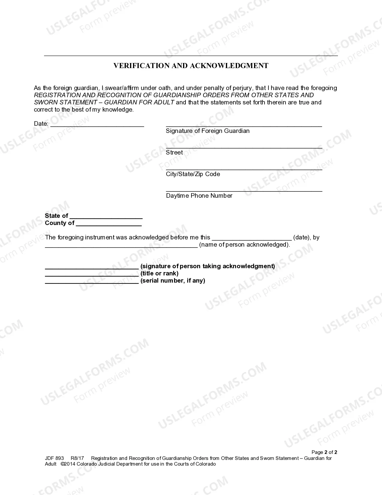 Preview Registration of Foreign Orders - Guardianship of an Adult