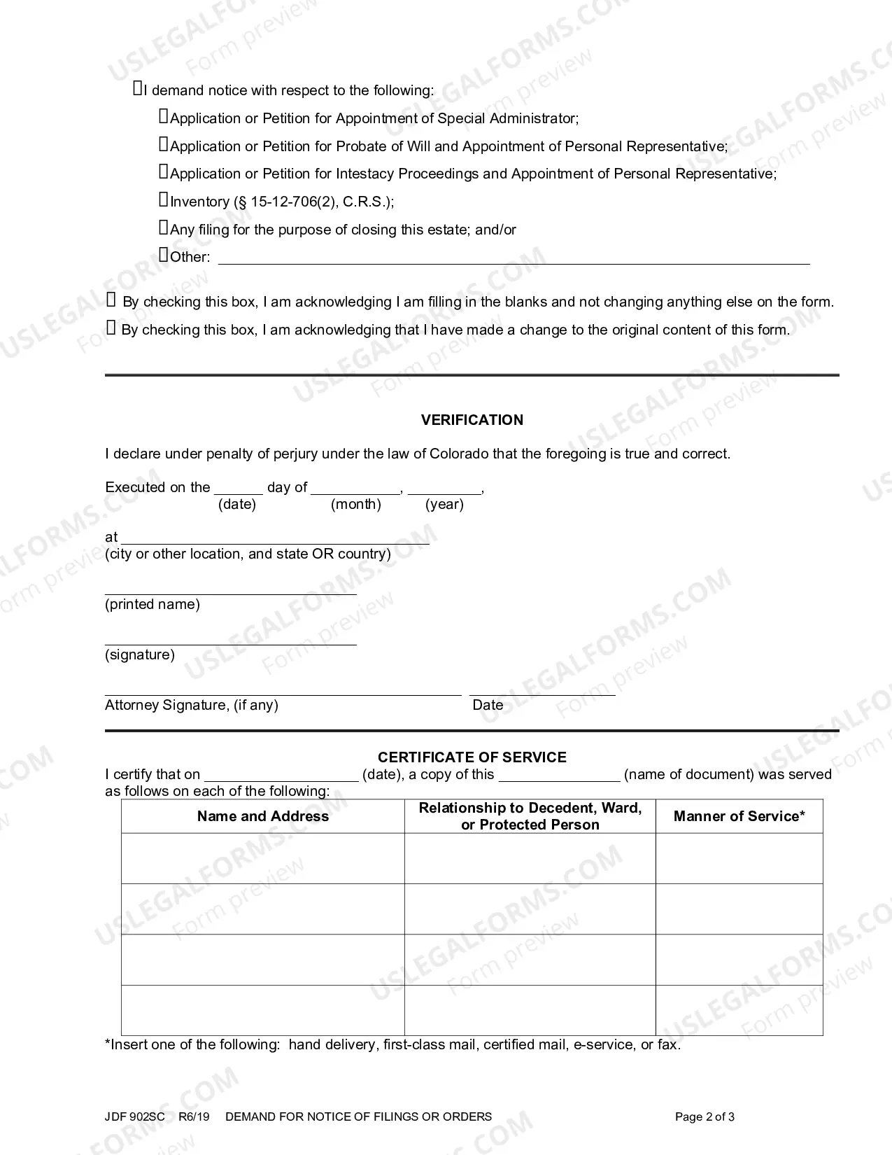 Preview Demand for Notice of Filings or Orders