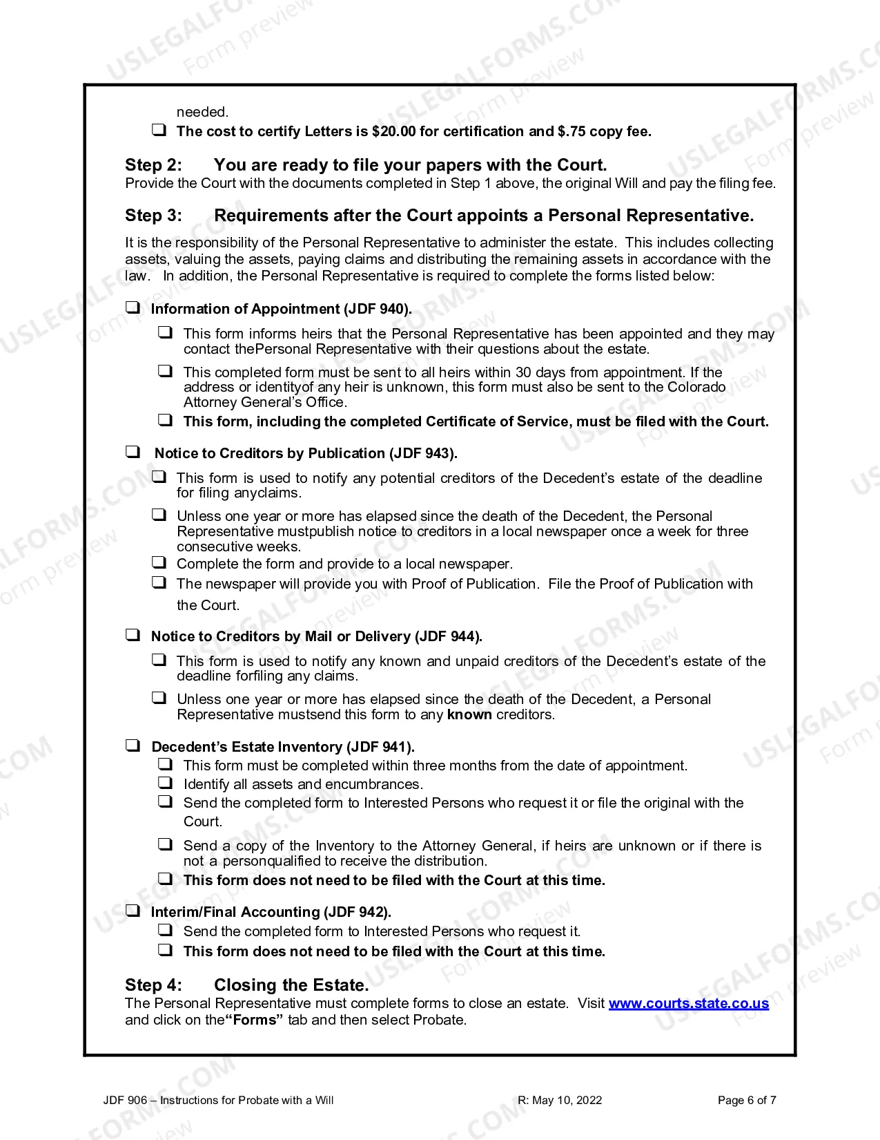 Preview Instructions For Probate With A Will