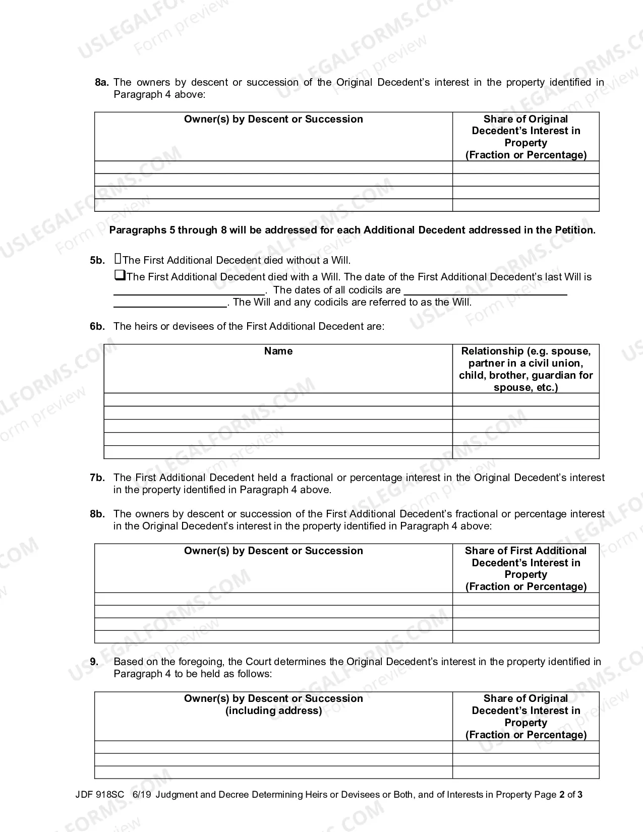 Preview Judgment and Decree Determining Heirs or Devisees or Both and of Interests in Property