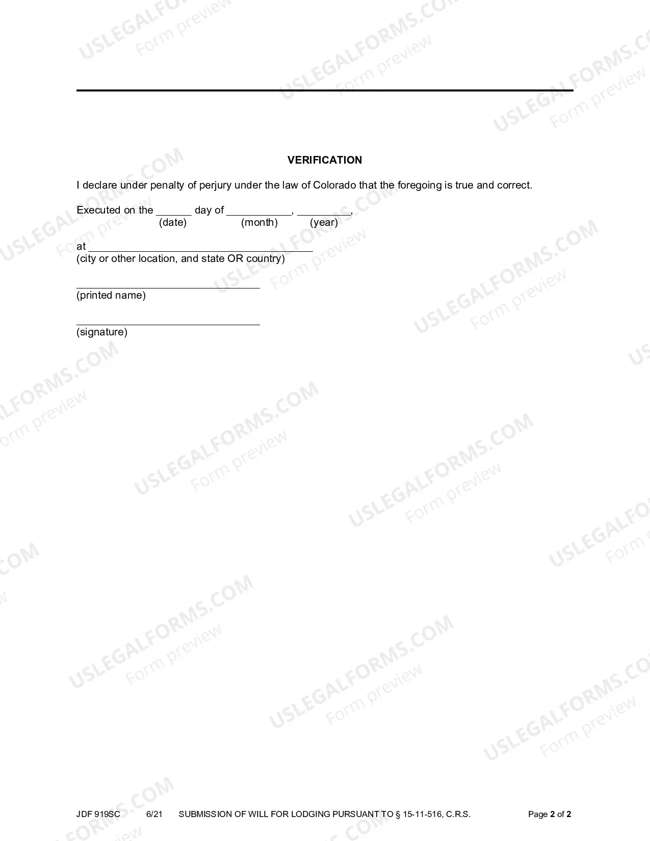 Preview Submission of Will for Lodging