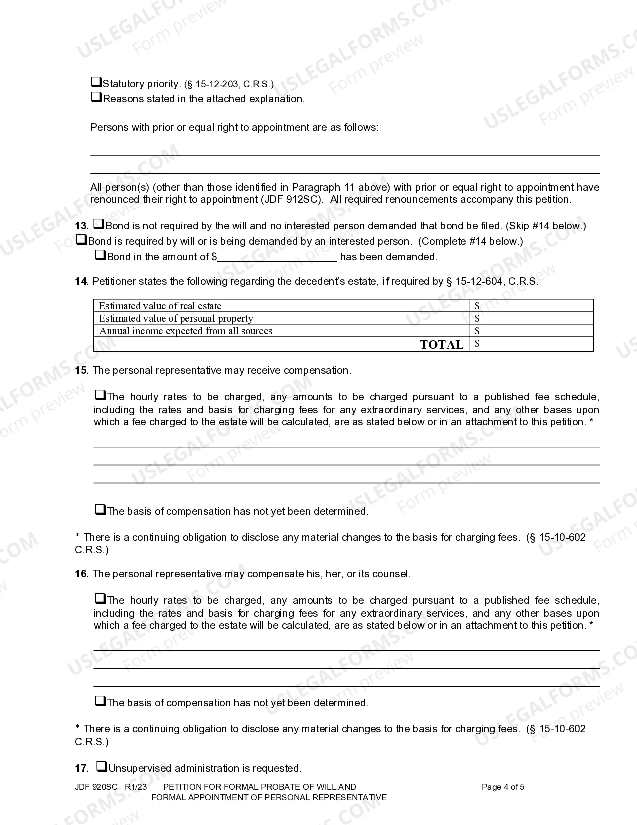 Preview Petition For Formal Probate Of Will And Formal Appointment Of Personal Representative