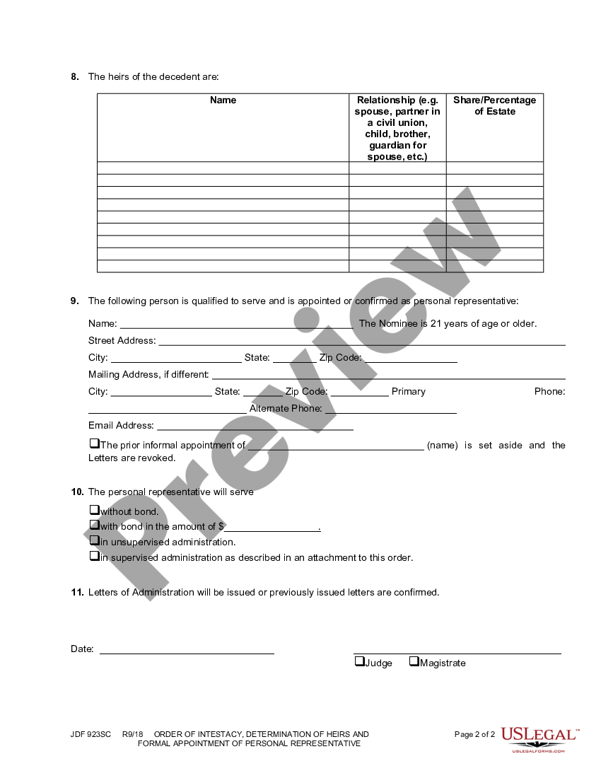 Thornton Colorado Order Of Intestacy Determination Of Heirs And Formal Appointment Of Personal 0432