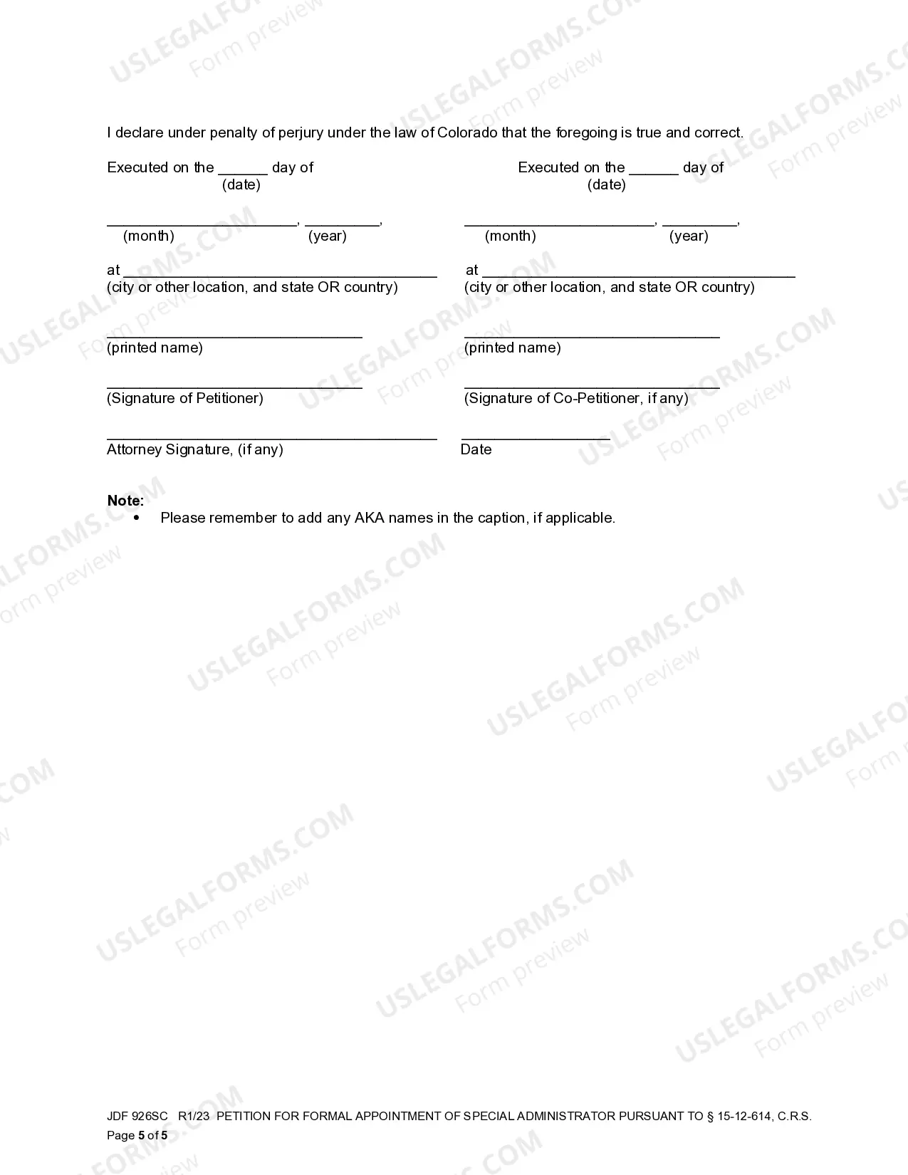 Preview Petition For Formal Appointment Of Special Administrator Pursuant To Sec.15-12-614, C.R.S.