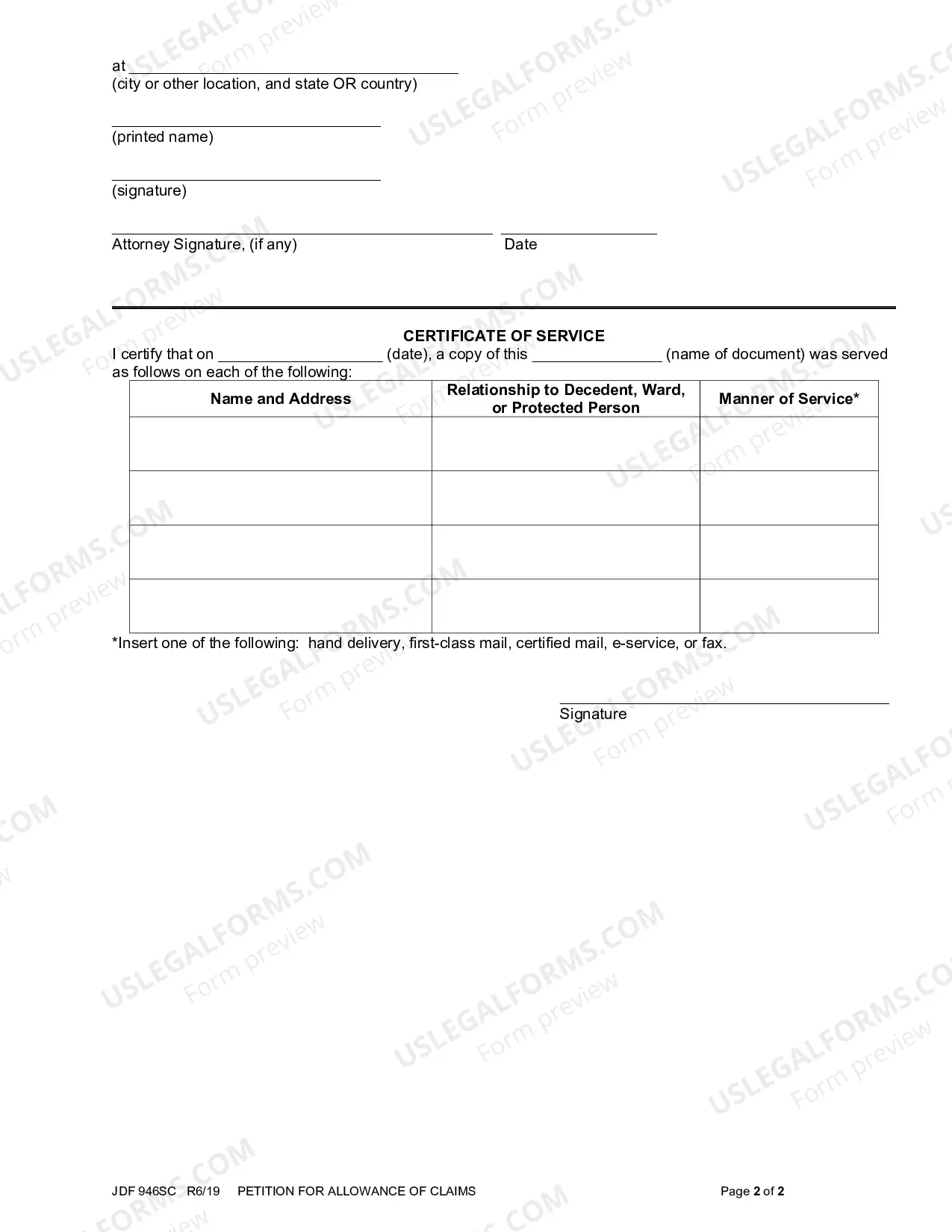Preview Petition for Allowance of Claims - Estates