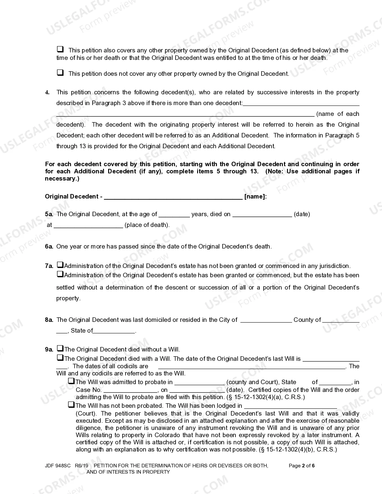 Preview Petition For The Determination Of Heirs Or Devisees Or Both,And Of Interests In Property