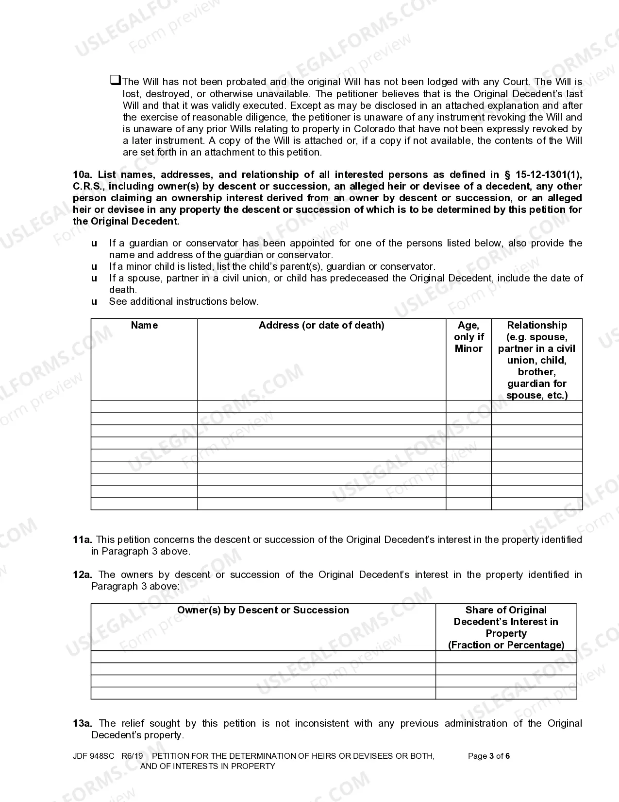 Preview Petition For The Determination Of Heirs Or Devisees Or Both,And Of Interests In Property