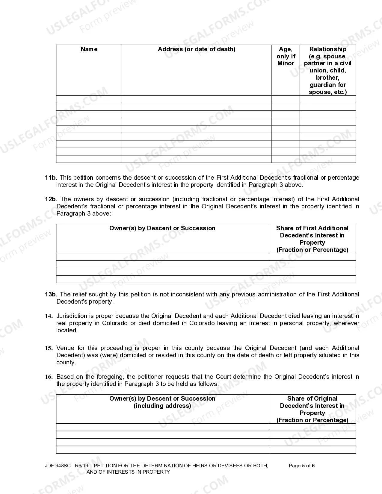 Preview Petition For The Determination Of Heirs Or Devisees Or Both,And Of Interests In Property