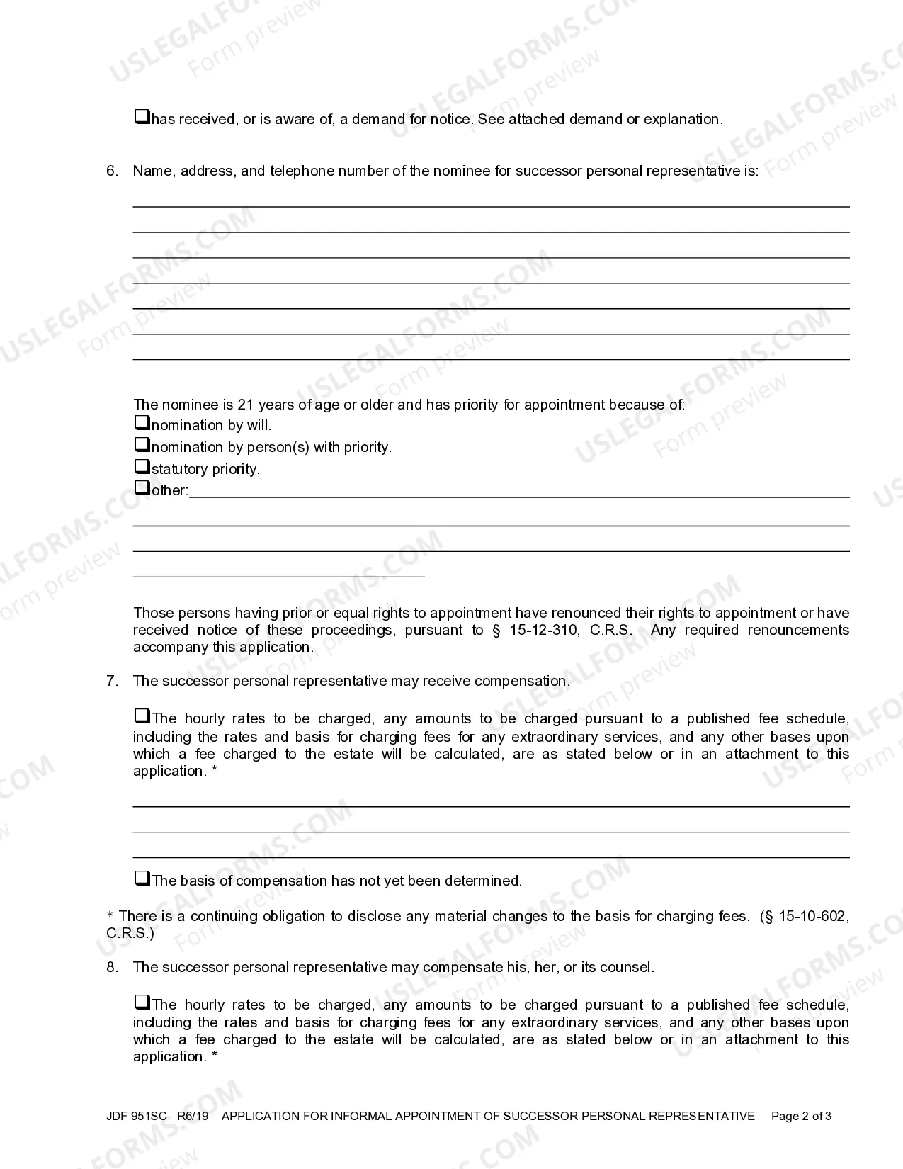 Preview Application for Informal Appointment of Successor Personal Representative