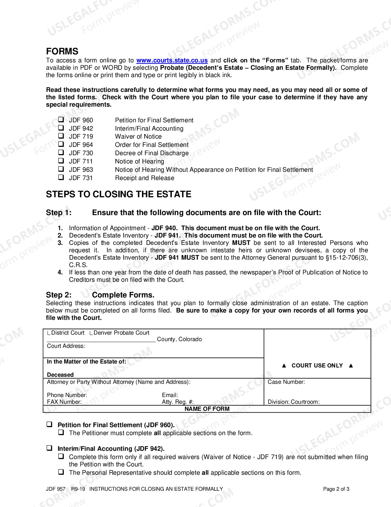 Preview Instructions For Closing An Estate Formally