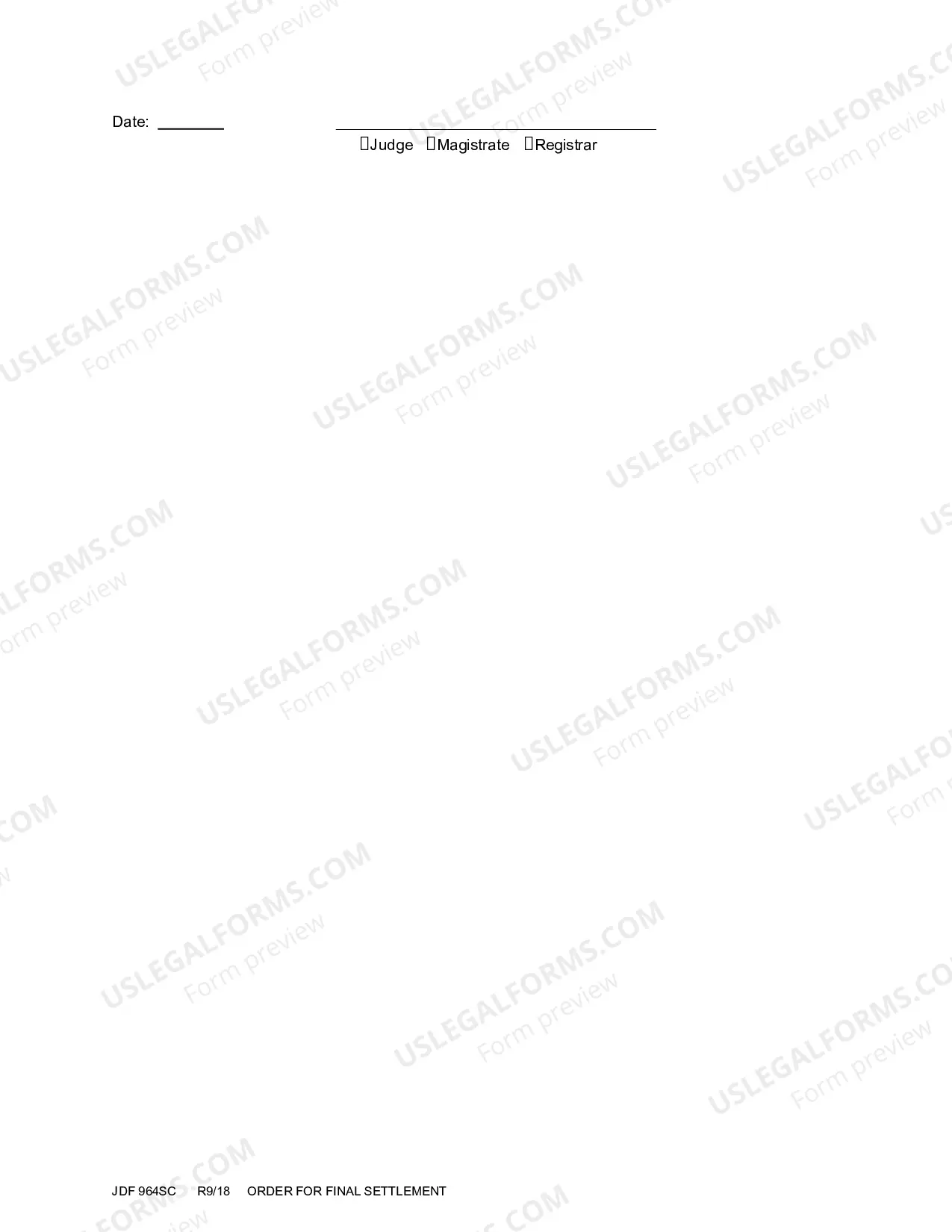 Preview Order for Final Settlement
