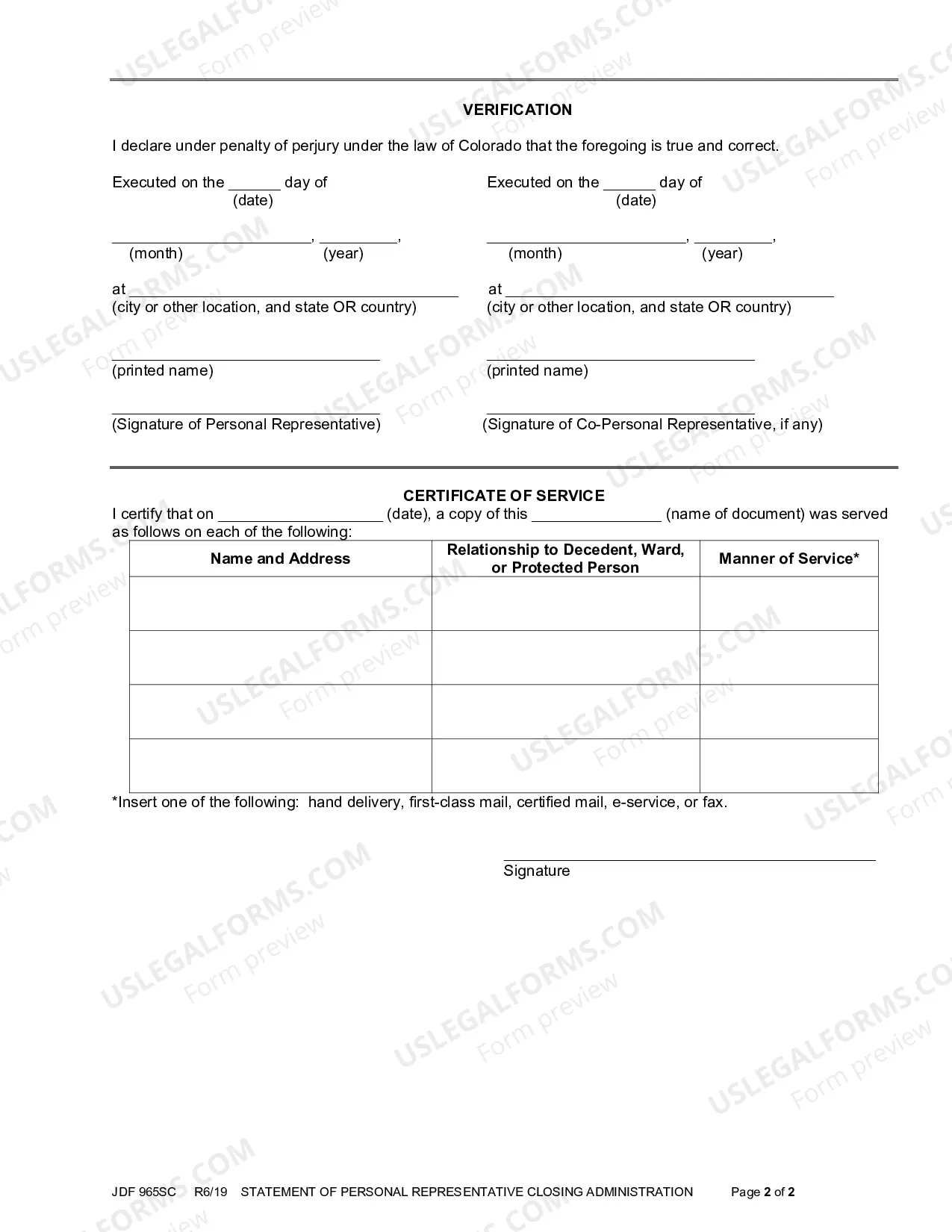 Preview Statement of Personal Representative Closing Administration