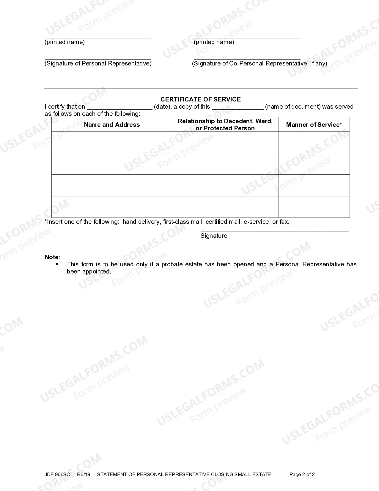 Preview Statement Of Personal Representative Closing Small Estate Pursuant To Sec.15-12-1204, C.R.S