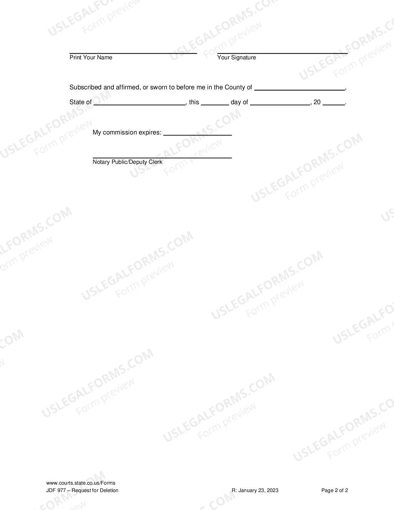 Preview Request for Deletion