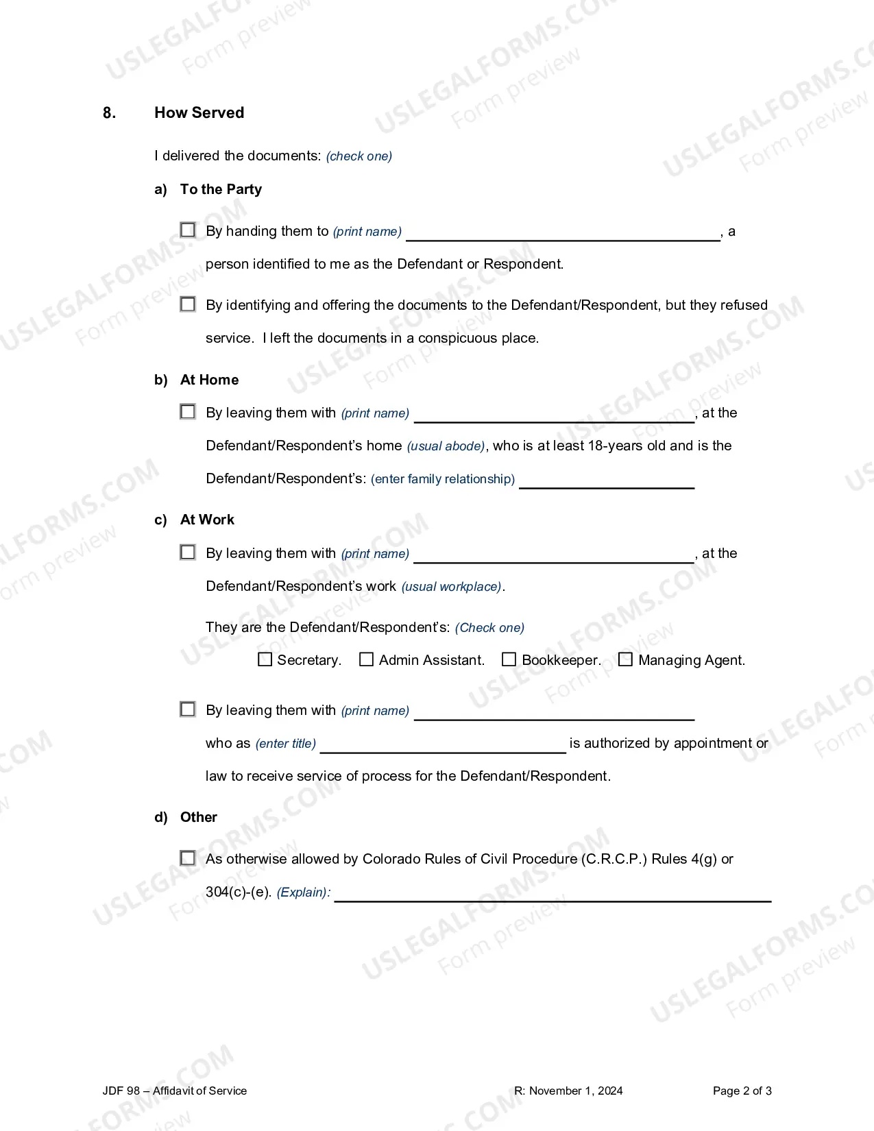 Preview Affidavit of Service
