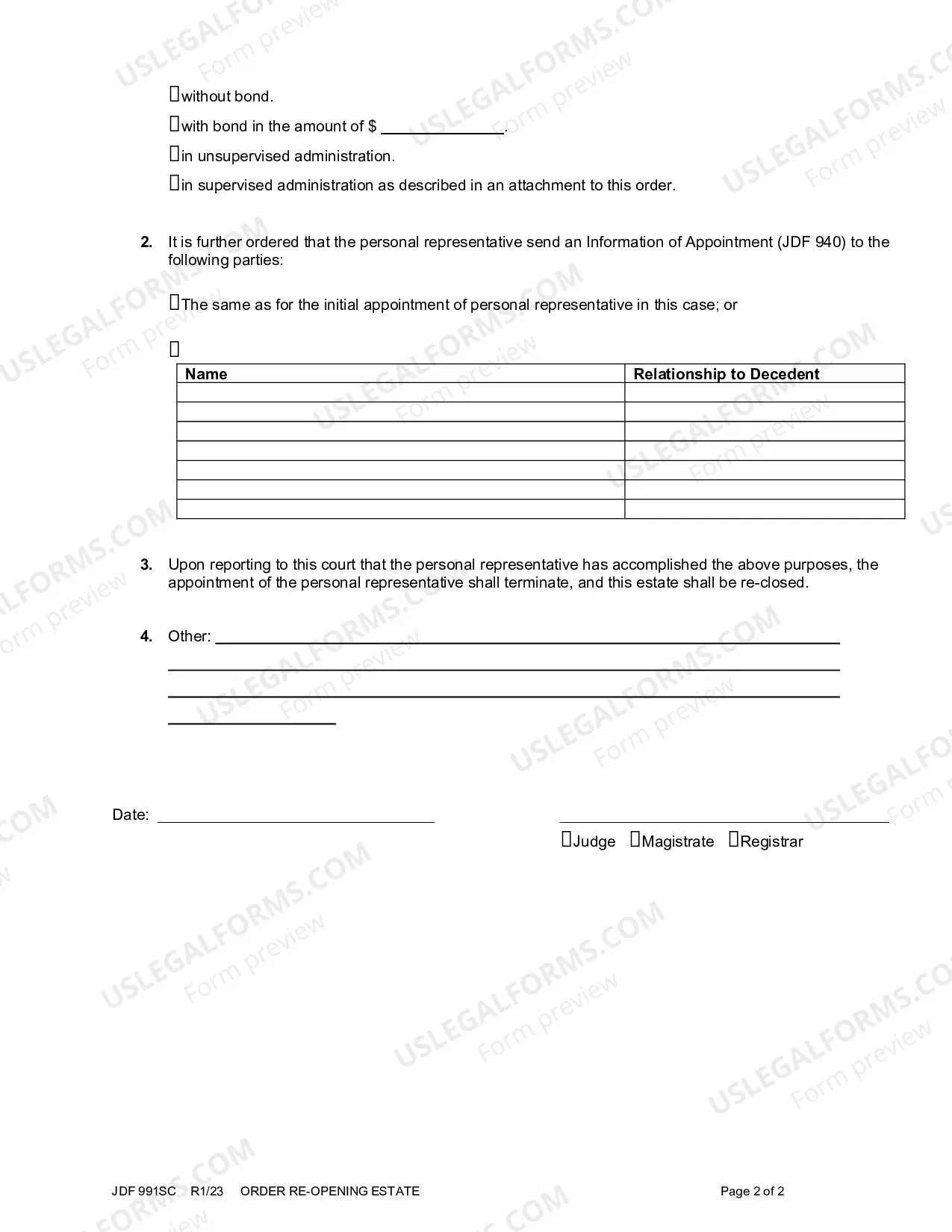 Preview Order Re-Opening Estate