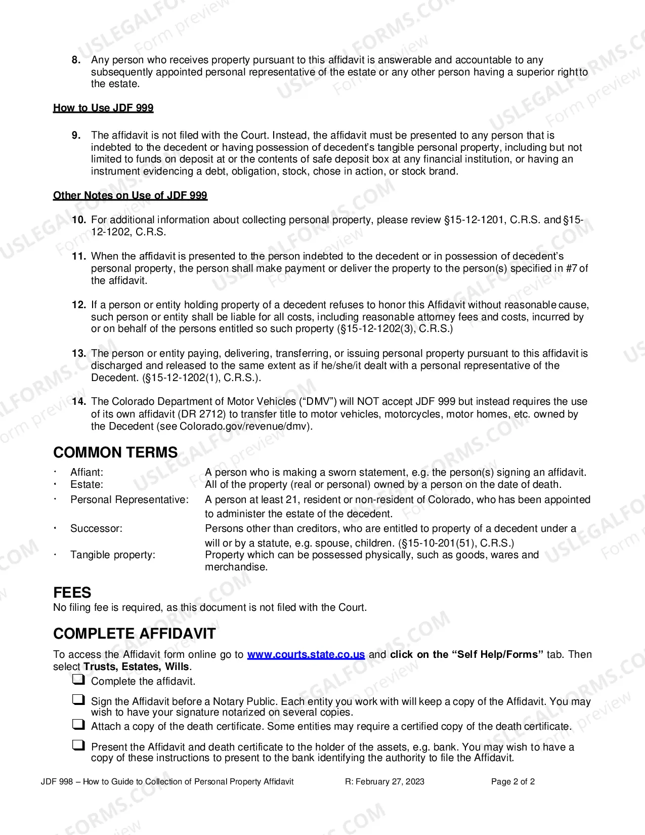 Preview Instructions For Completing Small Estate Affidavit For The Collection Of Personal Property