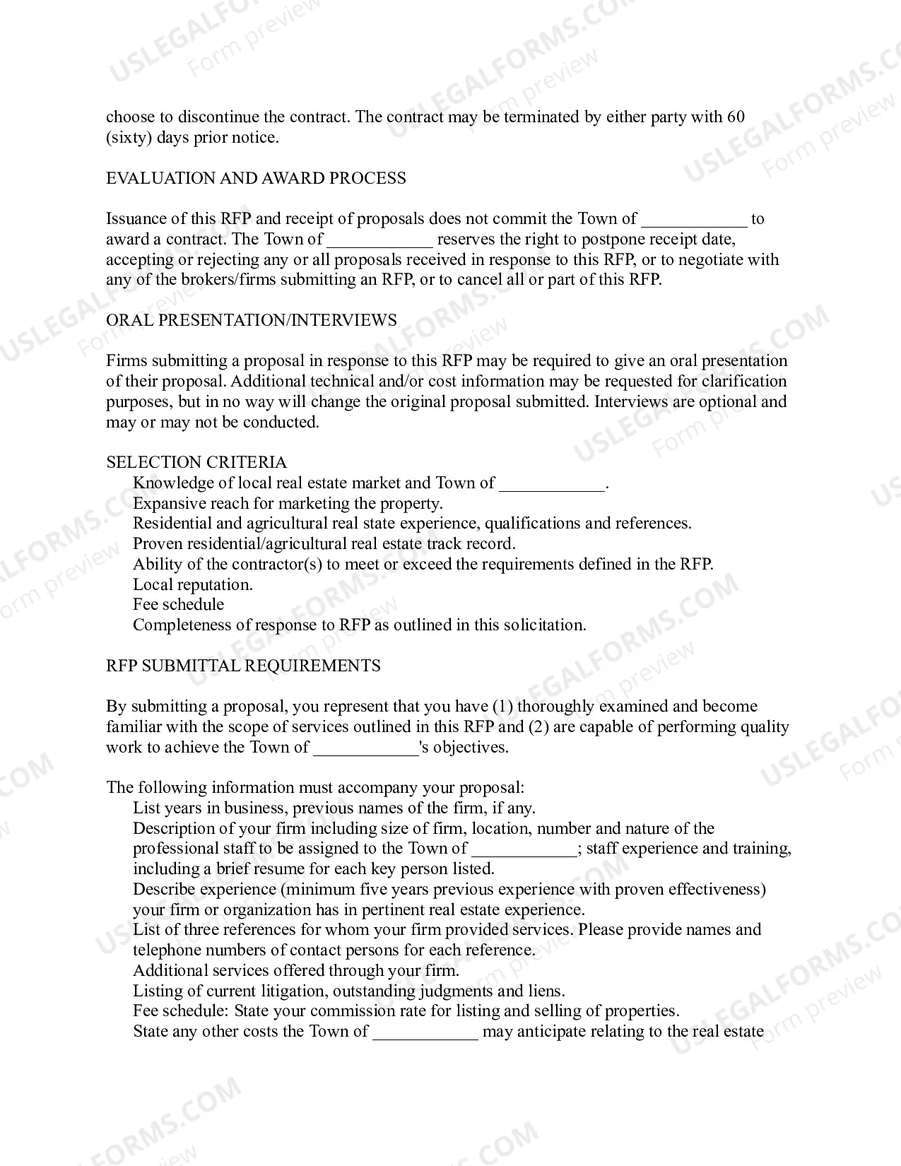 Preview Request for Proposal for Real Estate Broker Services